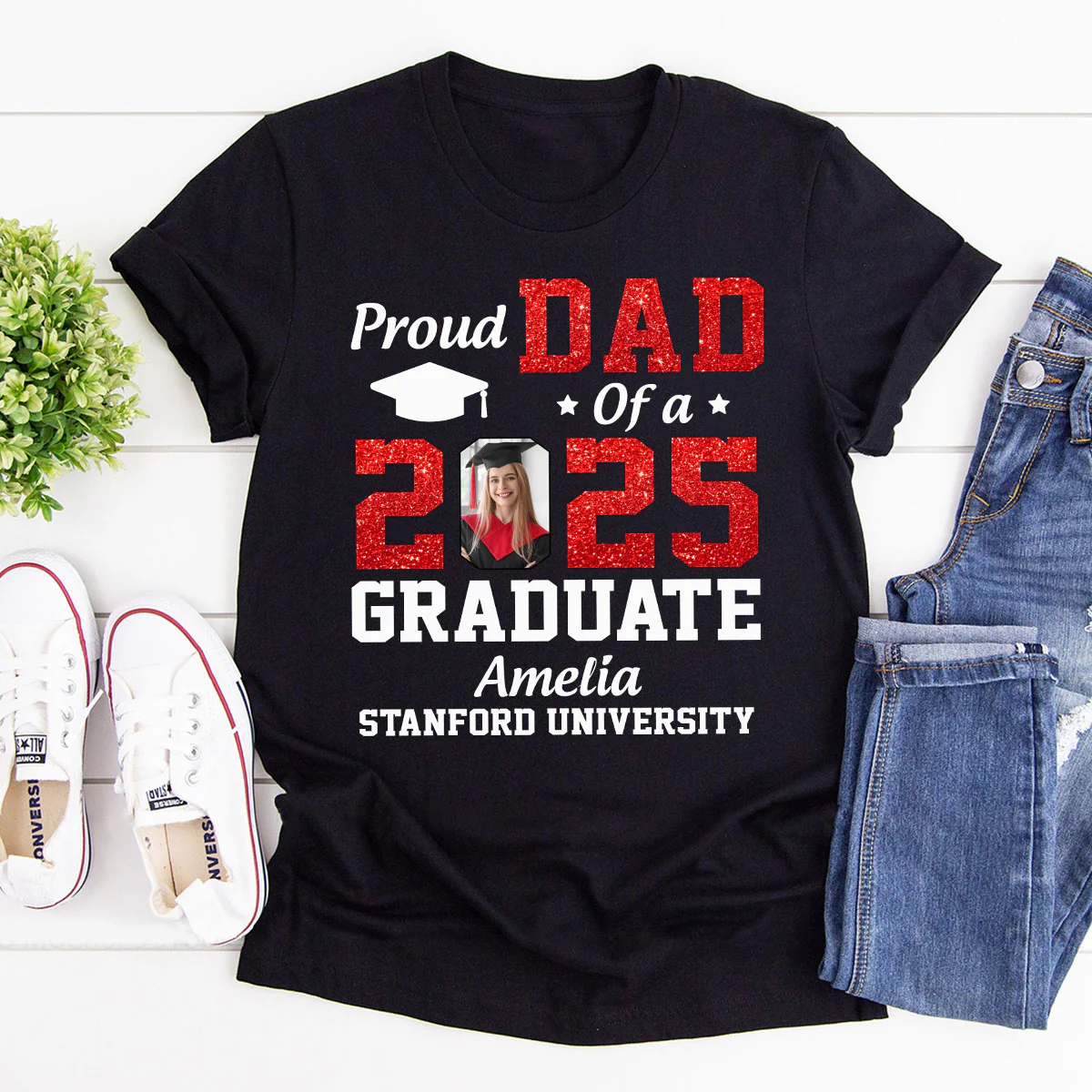 Proud Dad Of A 2025 Graduate - Personalized 2D Unisex T-shirt - Image 5