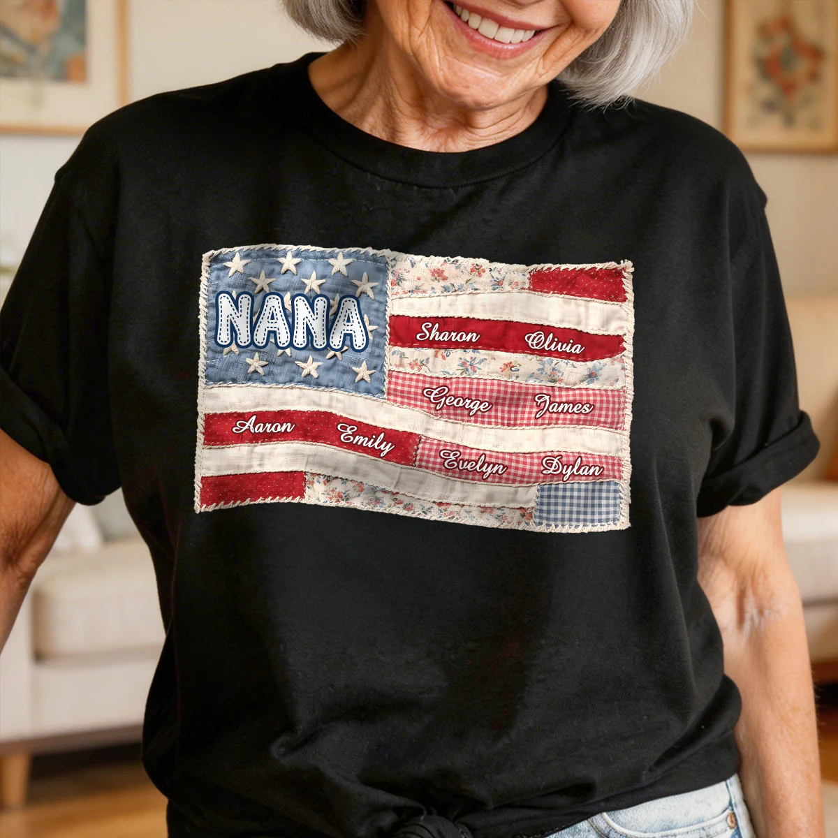 Proud Grandma And Kids 4th Of July - Personalized 2D Unisex T-shirt