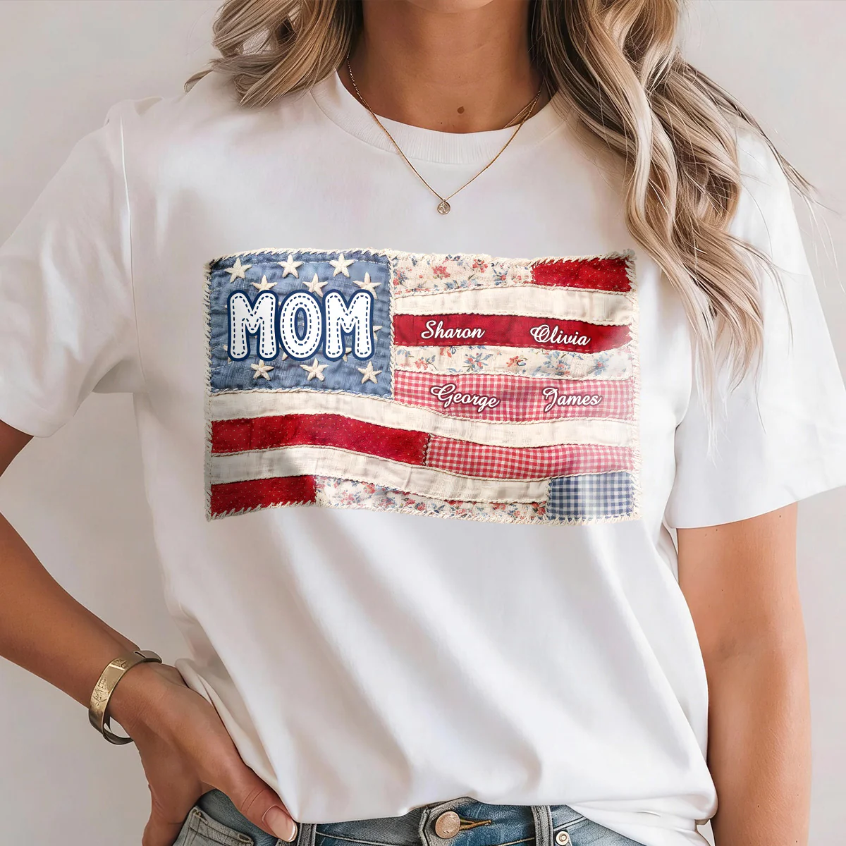 Proud Grandma And Kids 4th Of July - Personalized 2D Unisex T-shirt - Image 3