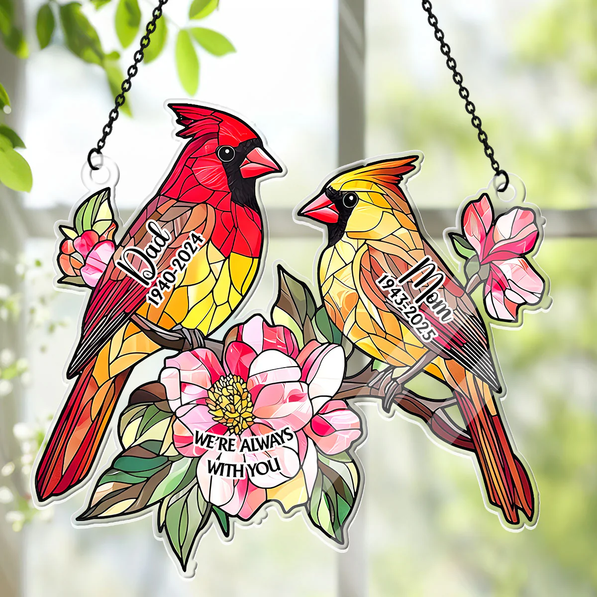 Radiant Birds & Flowers - Personalized Acrylic Suncatcher - Image 4