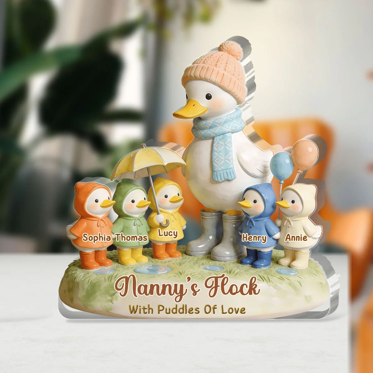 Raincoat Family Flock - Personalized Custom Shaped Acrylic Plaque - Image 3
