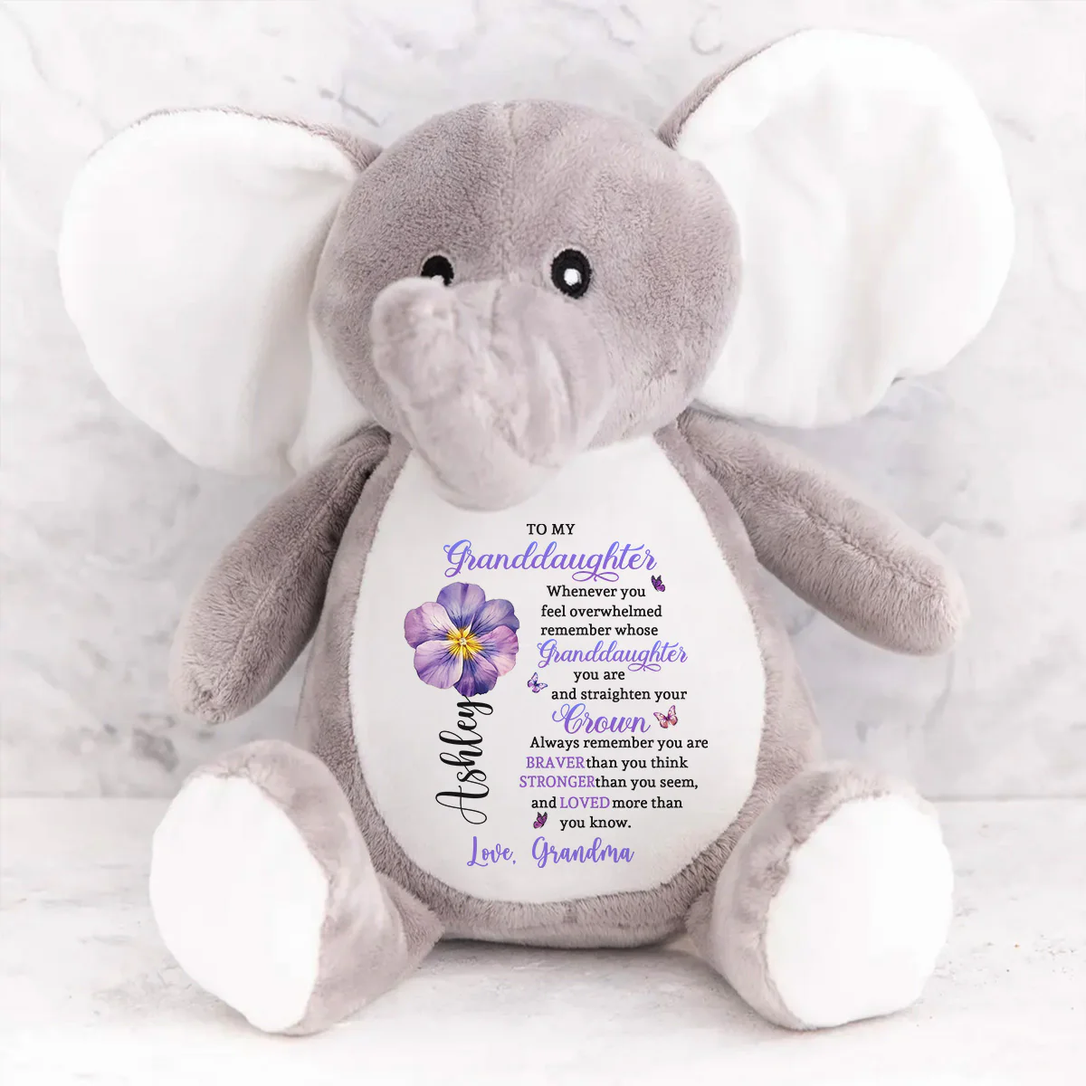 Remember Whose Granddaughter You Are - Personalized Stuffed Elephant