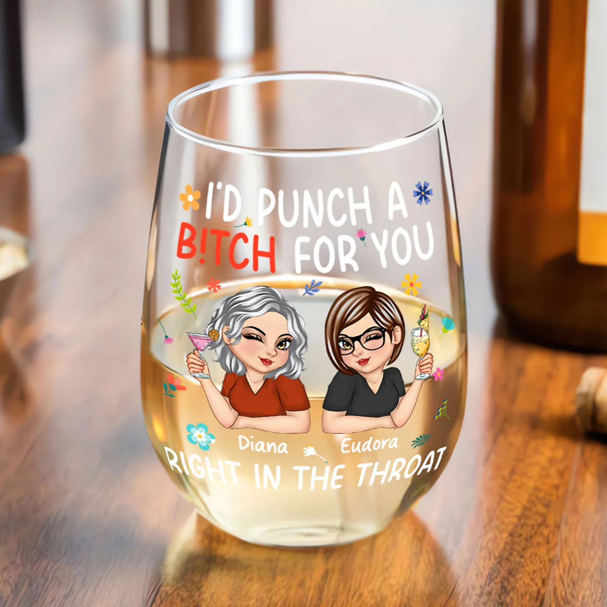 Right In The Throat - Personalized Stemless Wine Glass - Image 4