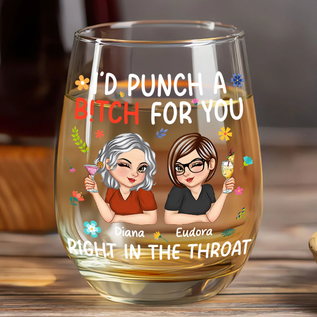 Right In The Throat - Personalized Stemless Wine Glass - Image 6