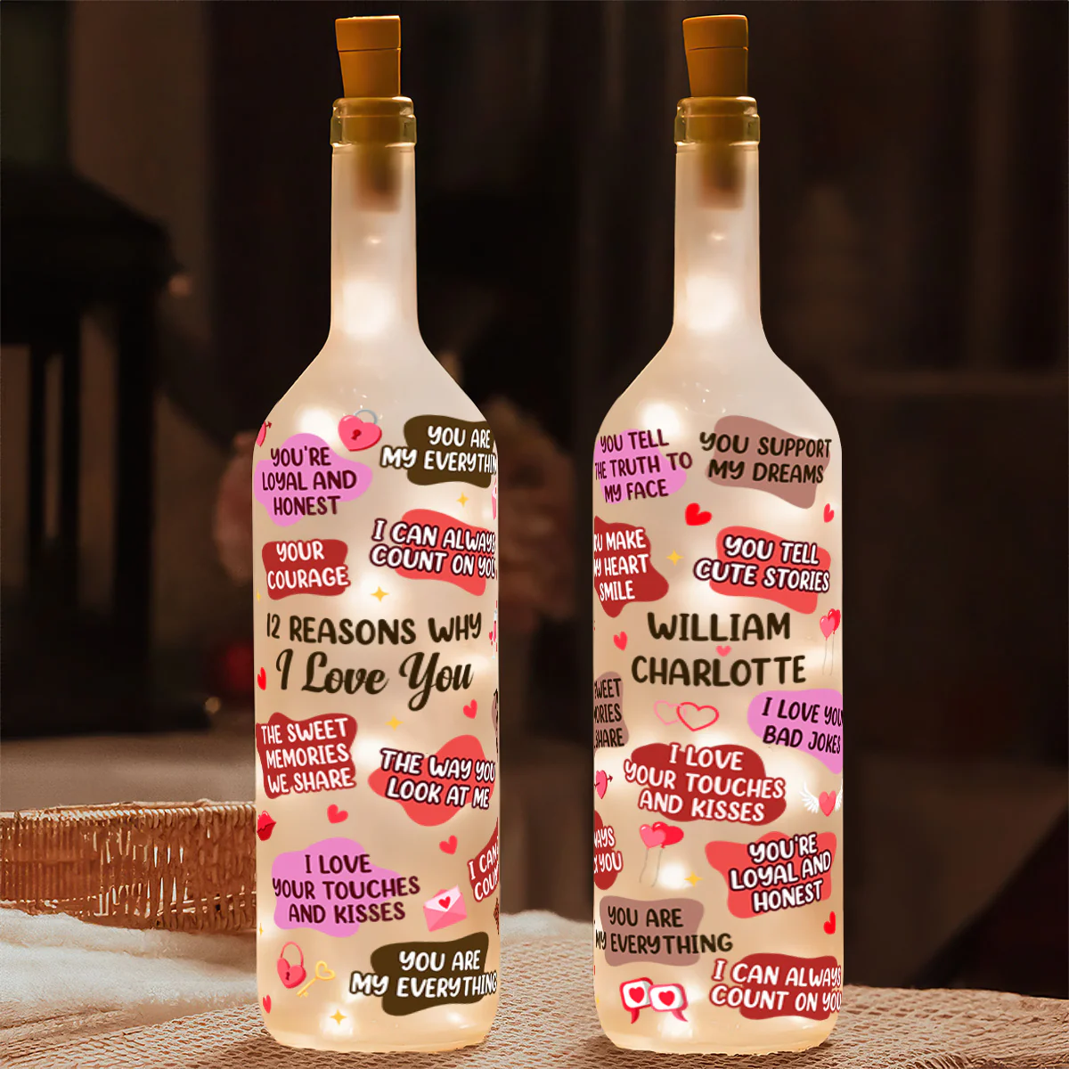 Romantic Reasons Why I Love You - Personalized Bottle Lamp - Image 2