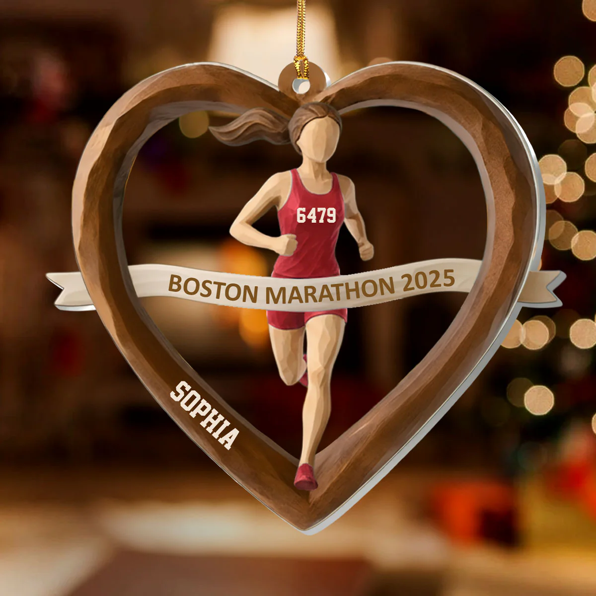 Run & Shine - Personalized 1-Layer Acrylic Ornament - Image 2