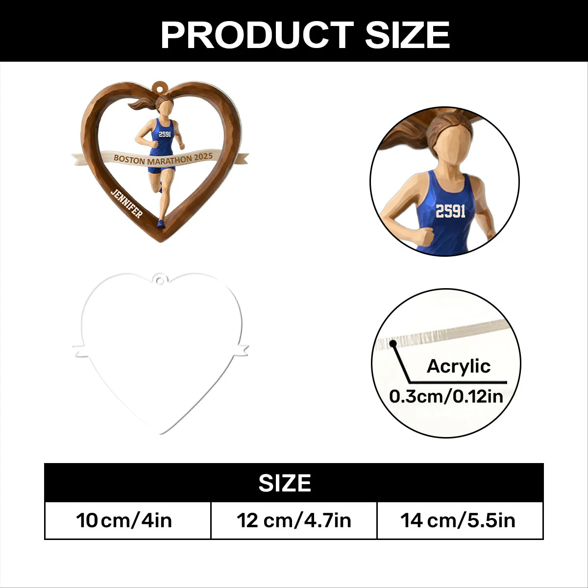 Run & Shine - Personalized 1-Layer Acrylic Ornament - Image 7