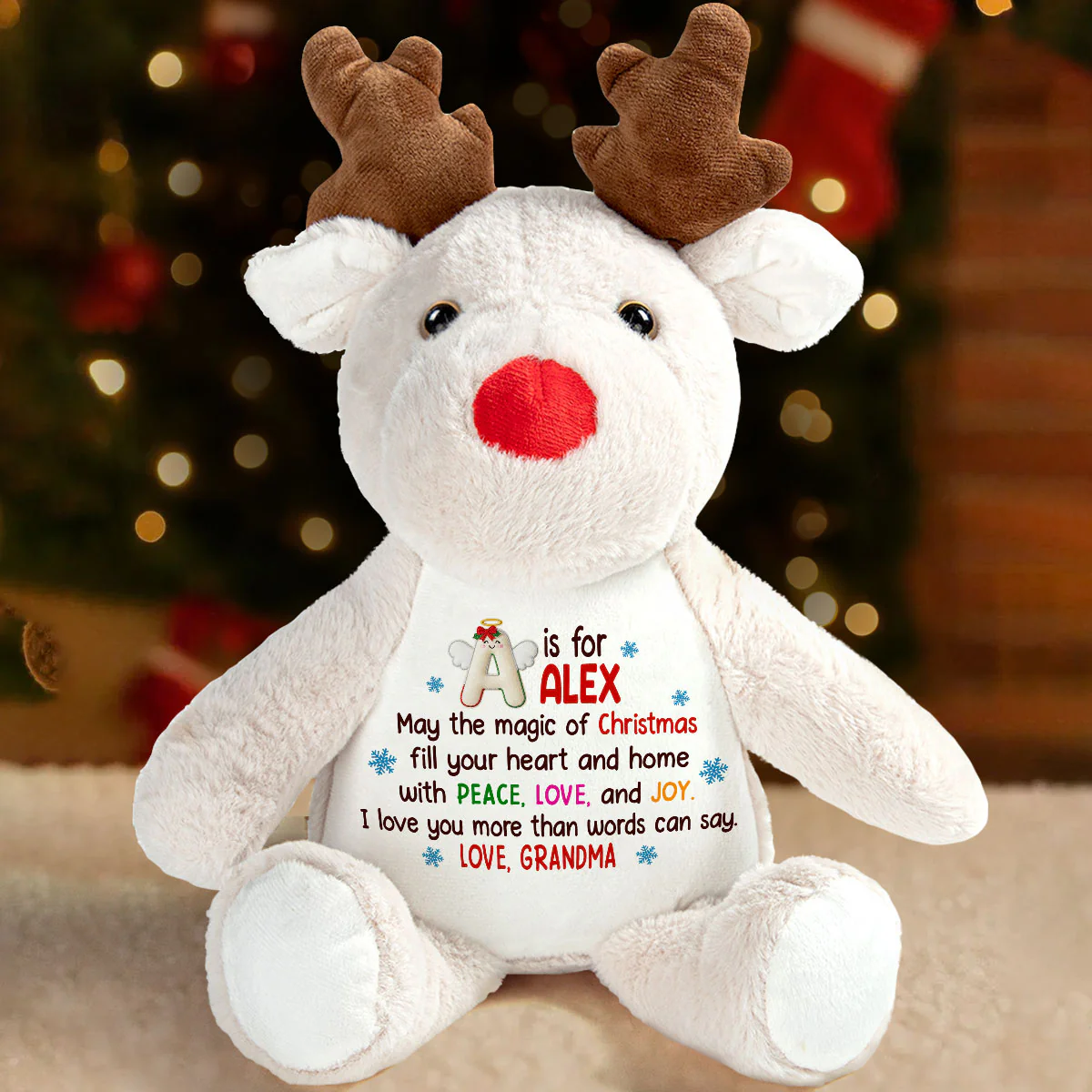 S Is For Santa - Personalized Stuffed Reindeer