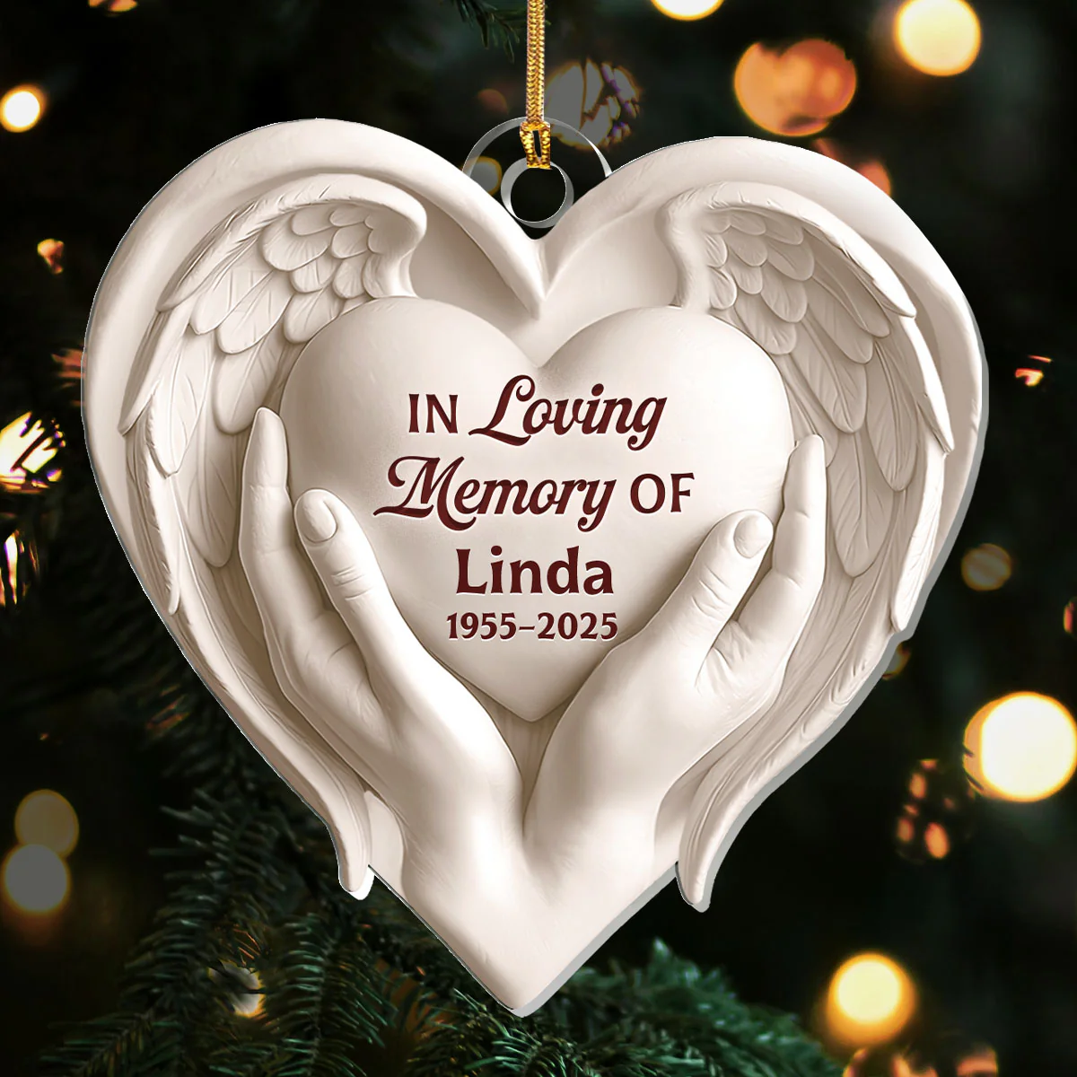 Sacred Heart Wings - Personalized 1-Layer Acrylic Ornament