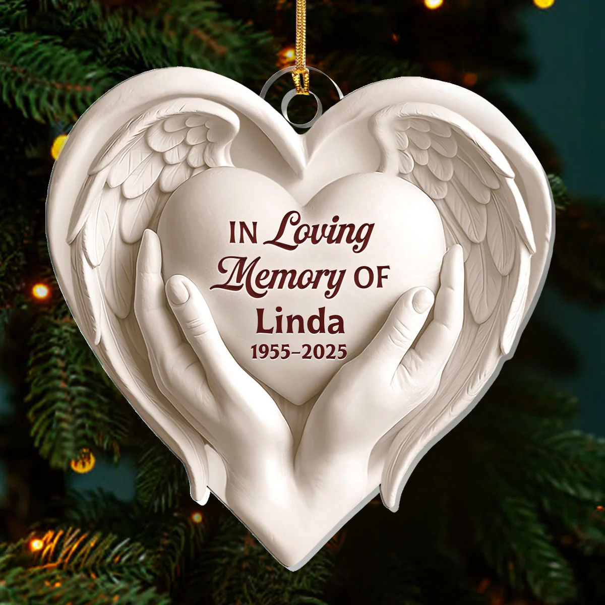 Sacred Heart Wings - Personalized 1-Layer Acrylic Ornament - Image 3