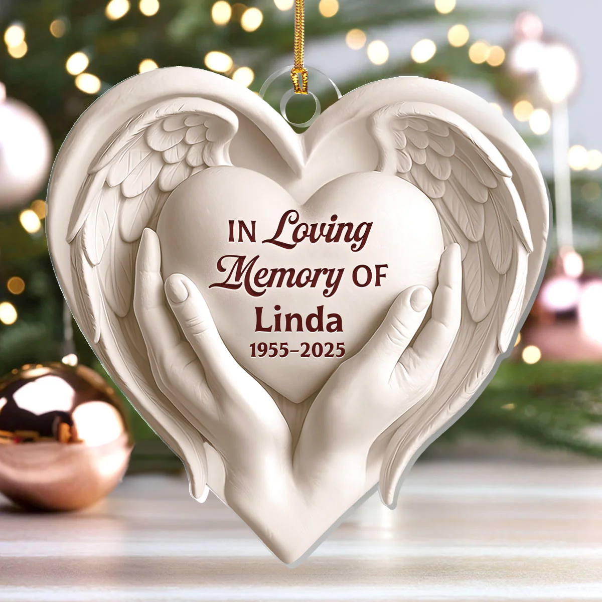 Sacred Heart Wings - Personalized 1-Layer Acrylic Ornament - Image 4