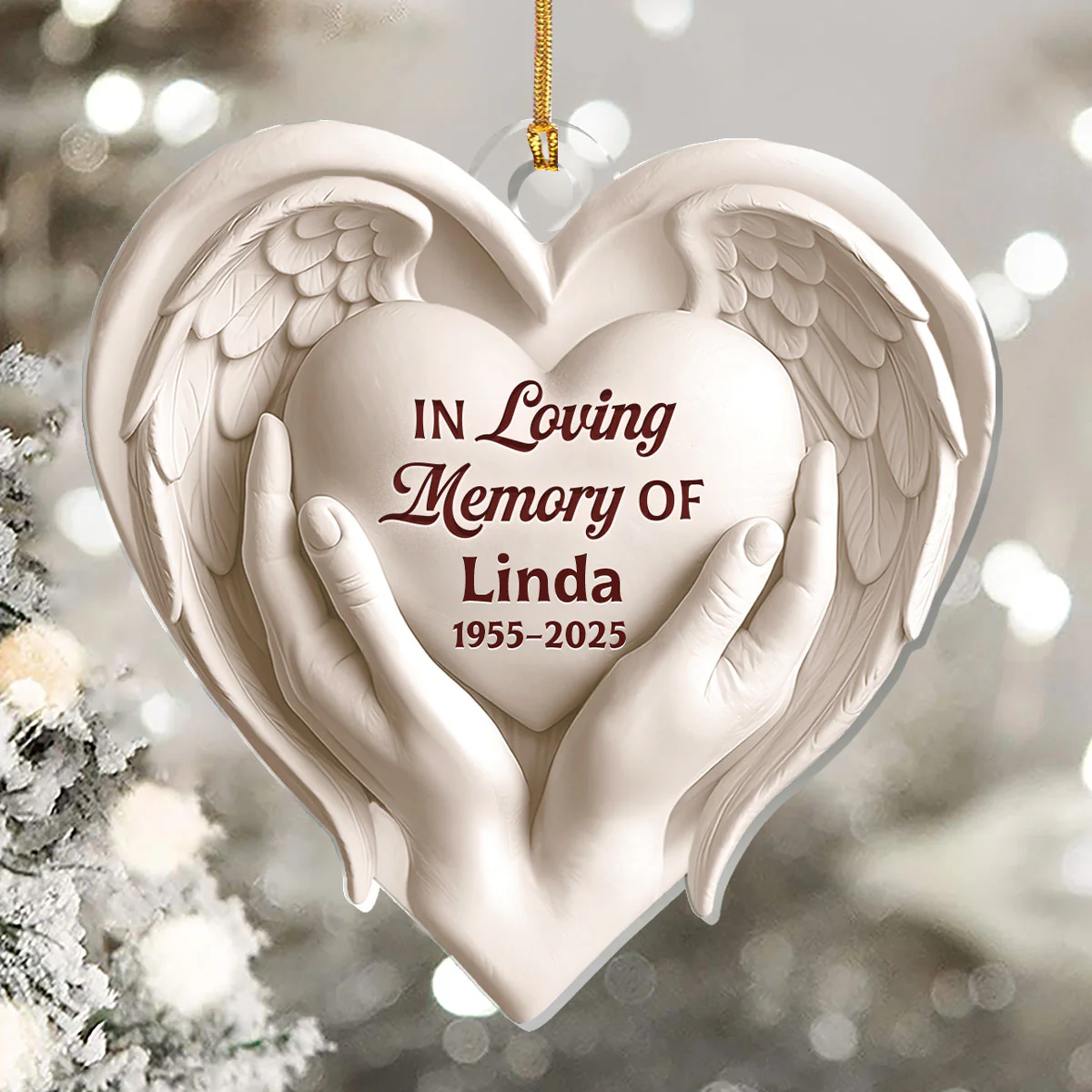 Sacred Heart Wings - Personalized 1-Layer Acrylic Ornament - Image 5
