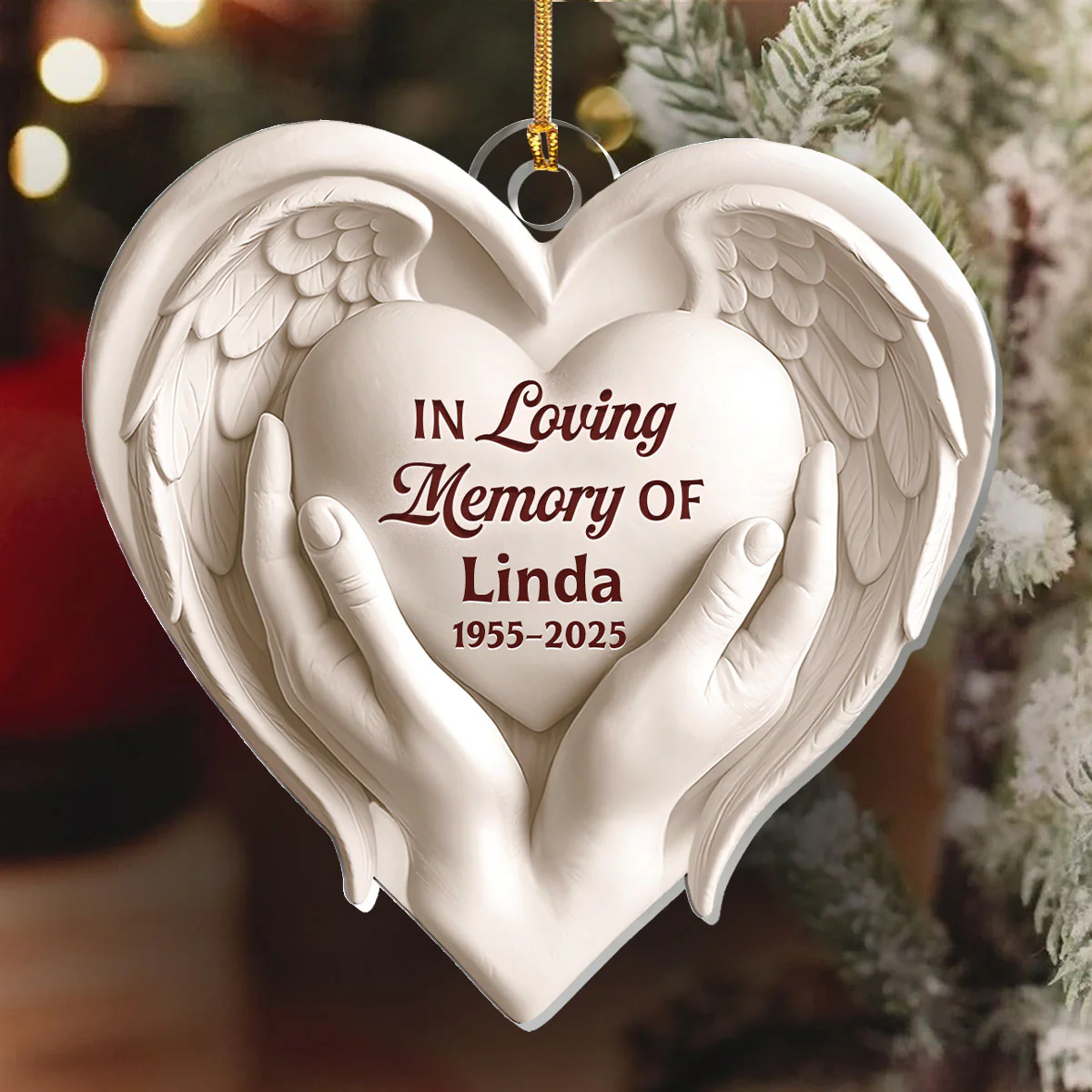 Sacred Heart Wings - Personalized 1-Layer Acrylic Ornament - Image 6