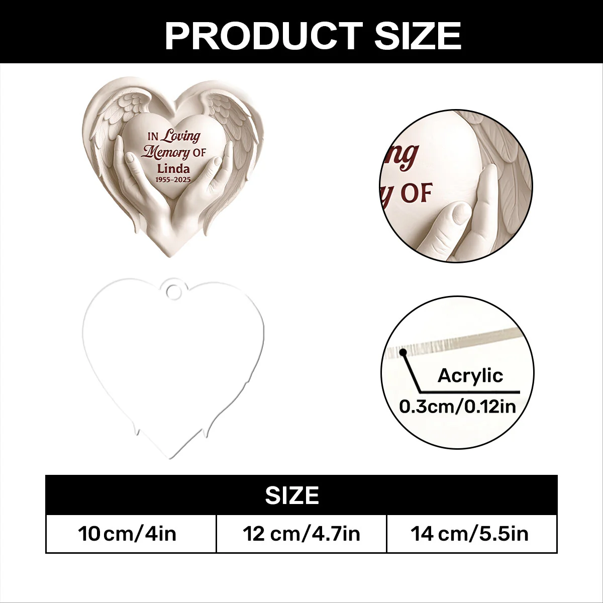 Sacred Heart Wings - Personalized 1-Layer Acrylic Ornament - Image 7