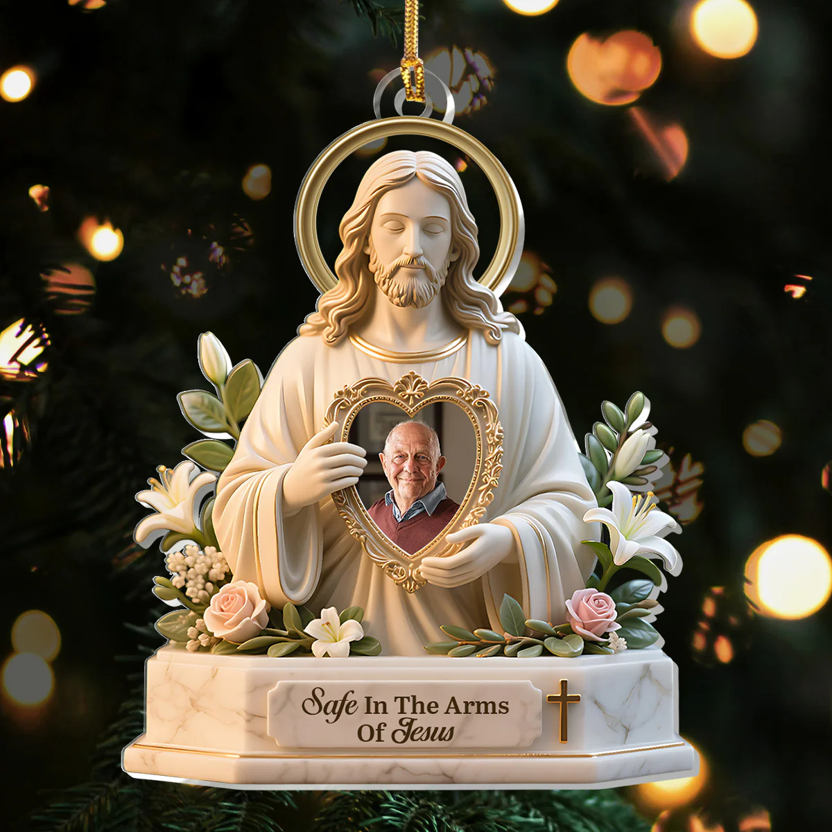 Safe In The Arms Of Jesus - Personalized 1-Layer Acrylic Ornament