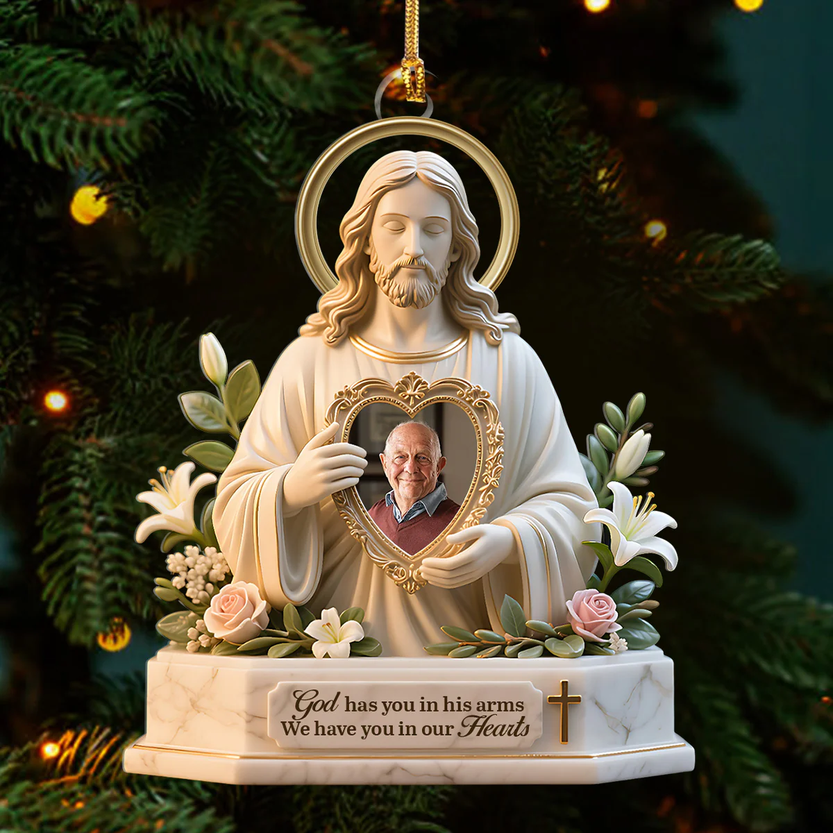 Safe In The Arms Of Jesus - Personalized 1-Layer Acrylic Ornament - Image 3