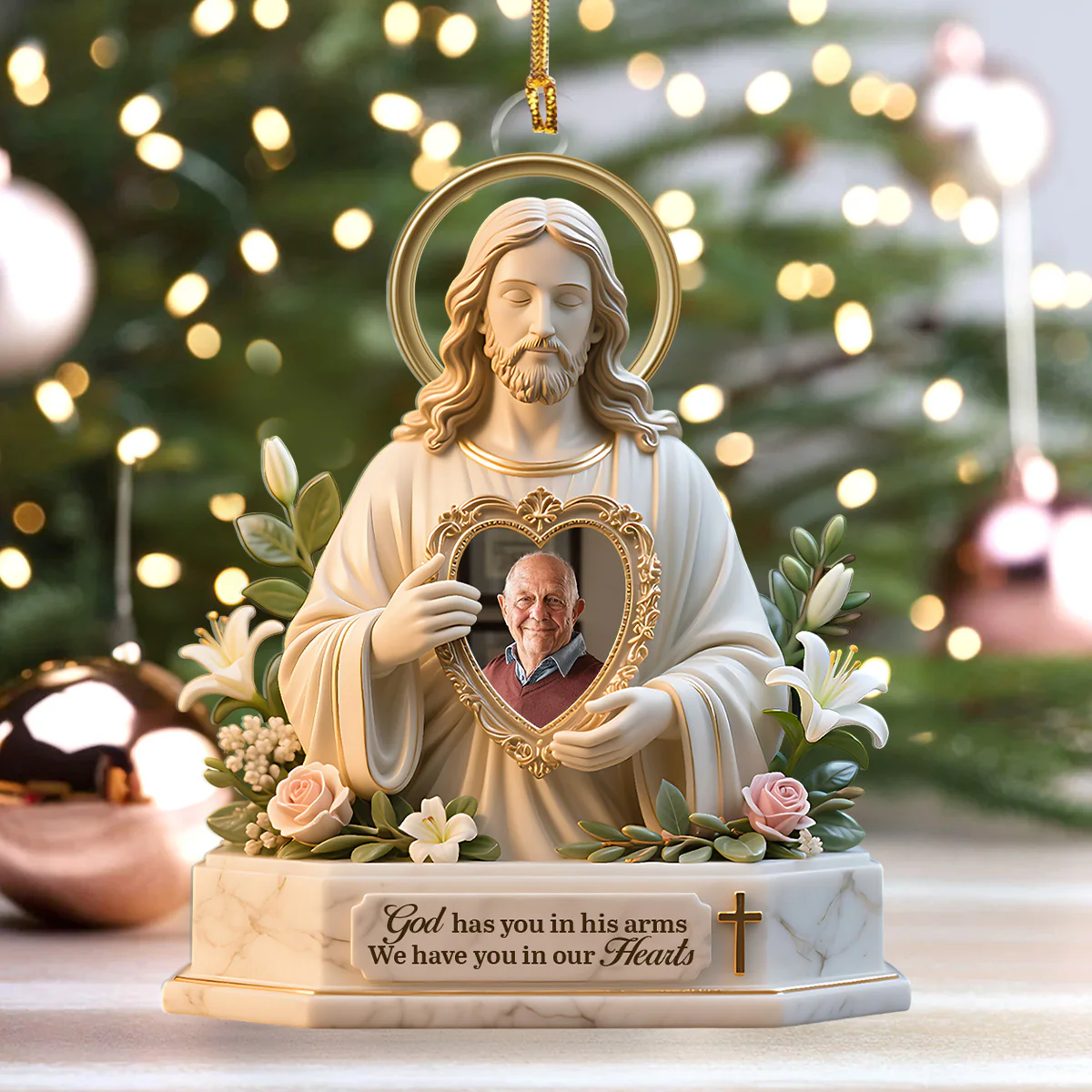 Safe In The Arms Of Jesus - Personalized 1-Layer Acrylic Ornament - Image 4