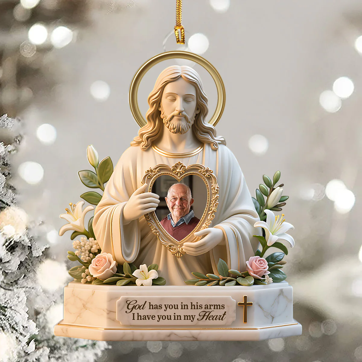 Safe In The Arms Of Jesus - Personalized 1-Layer Acrylic Ornament - Image 5