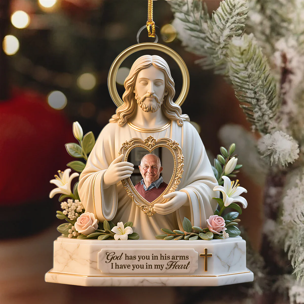 Safe In The Arms Of Jesus - Personalized 1-Layer Acrylic Ornament - Image 6