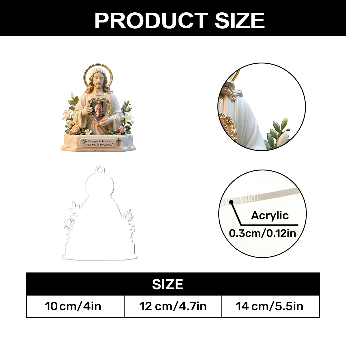 Safe In The Arms Of Jesus - Personalized 1-Layer Acrylic Ornament - Image 7