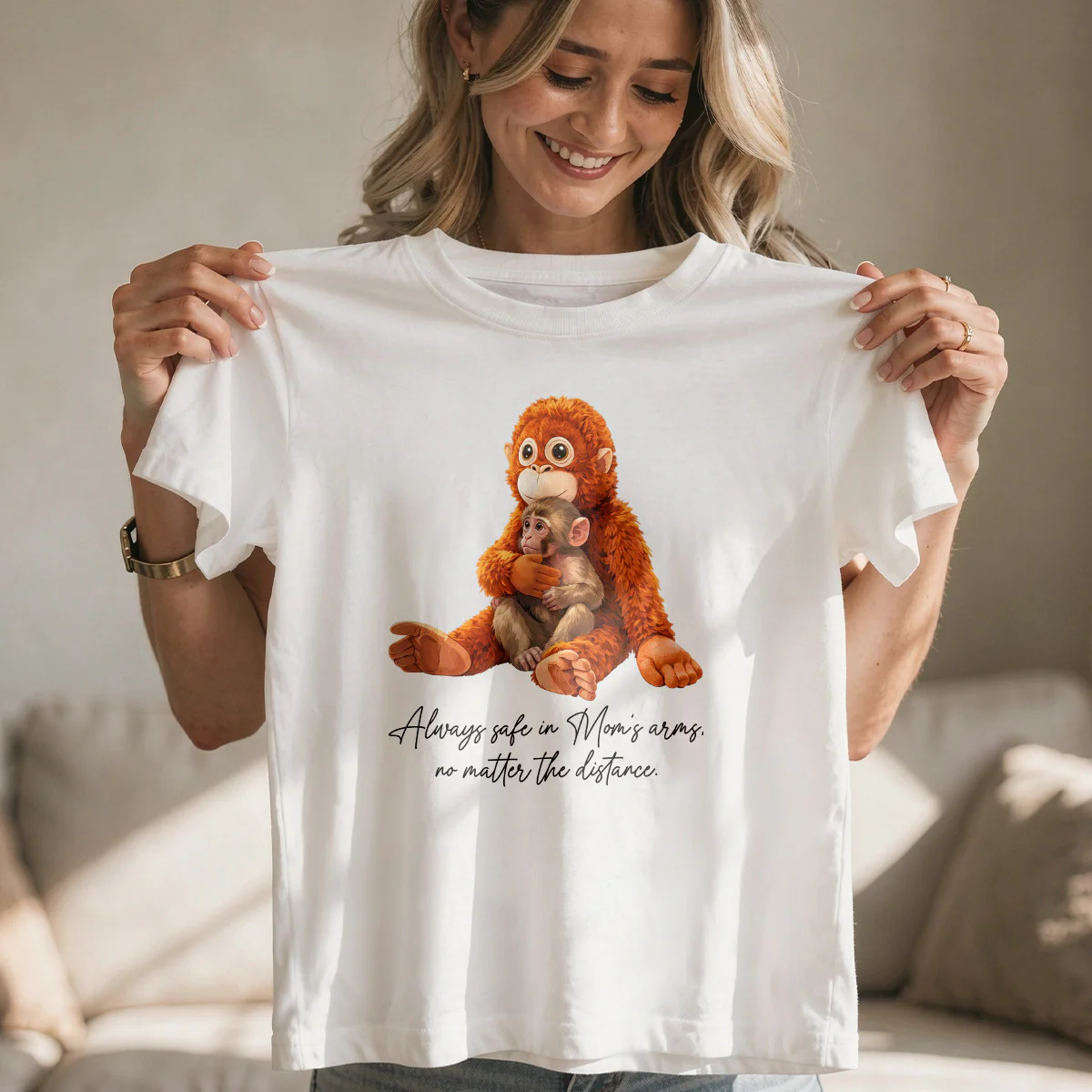 Safe In The Arms Of Mom - Personalized 2D Unisex T-shirt - Image 6