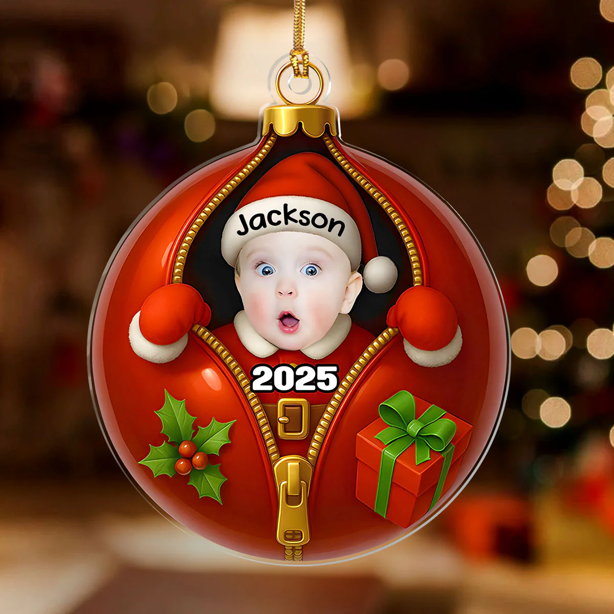 Santa Baby - Personalized 1-Layer Acrylic Ornament - Image 2