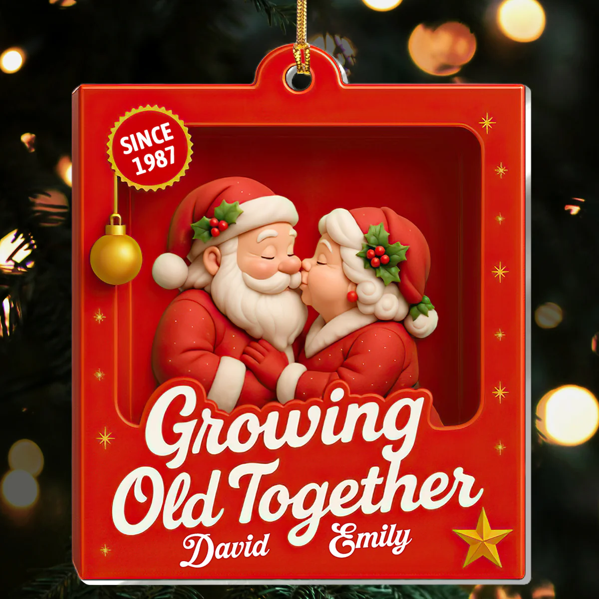 Santa Claus Couple - Personalized 1-Layer Acrylic Ornament