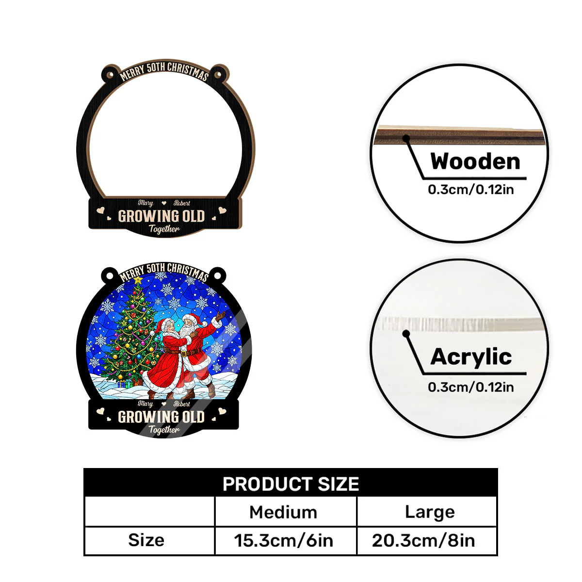 Santa Claus Couple - Personalized Window Hanging Suncatcher - Image 7