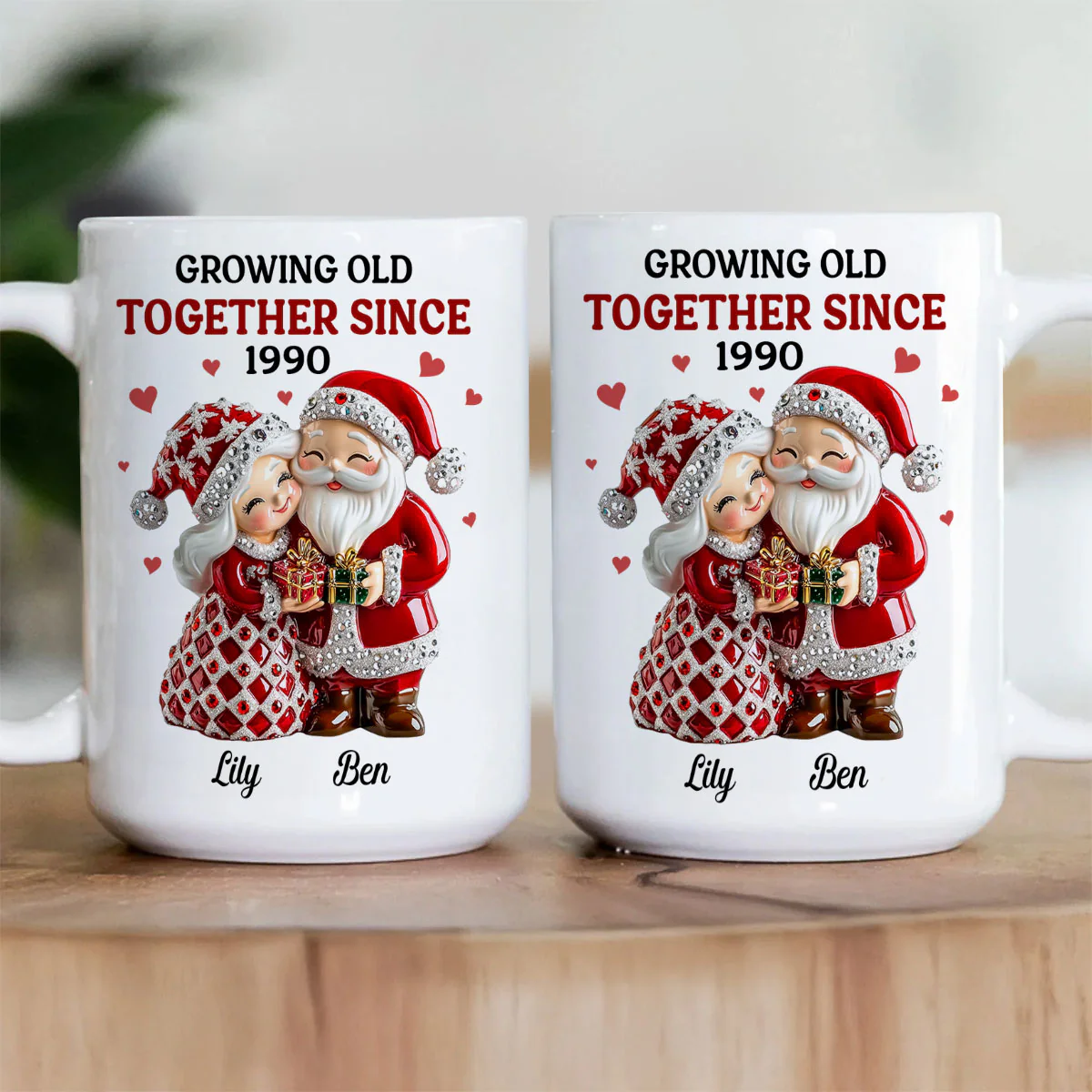 Santa Couple Growing Old Together - Personalized Ceramic Coffee Mug - Image 3