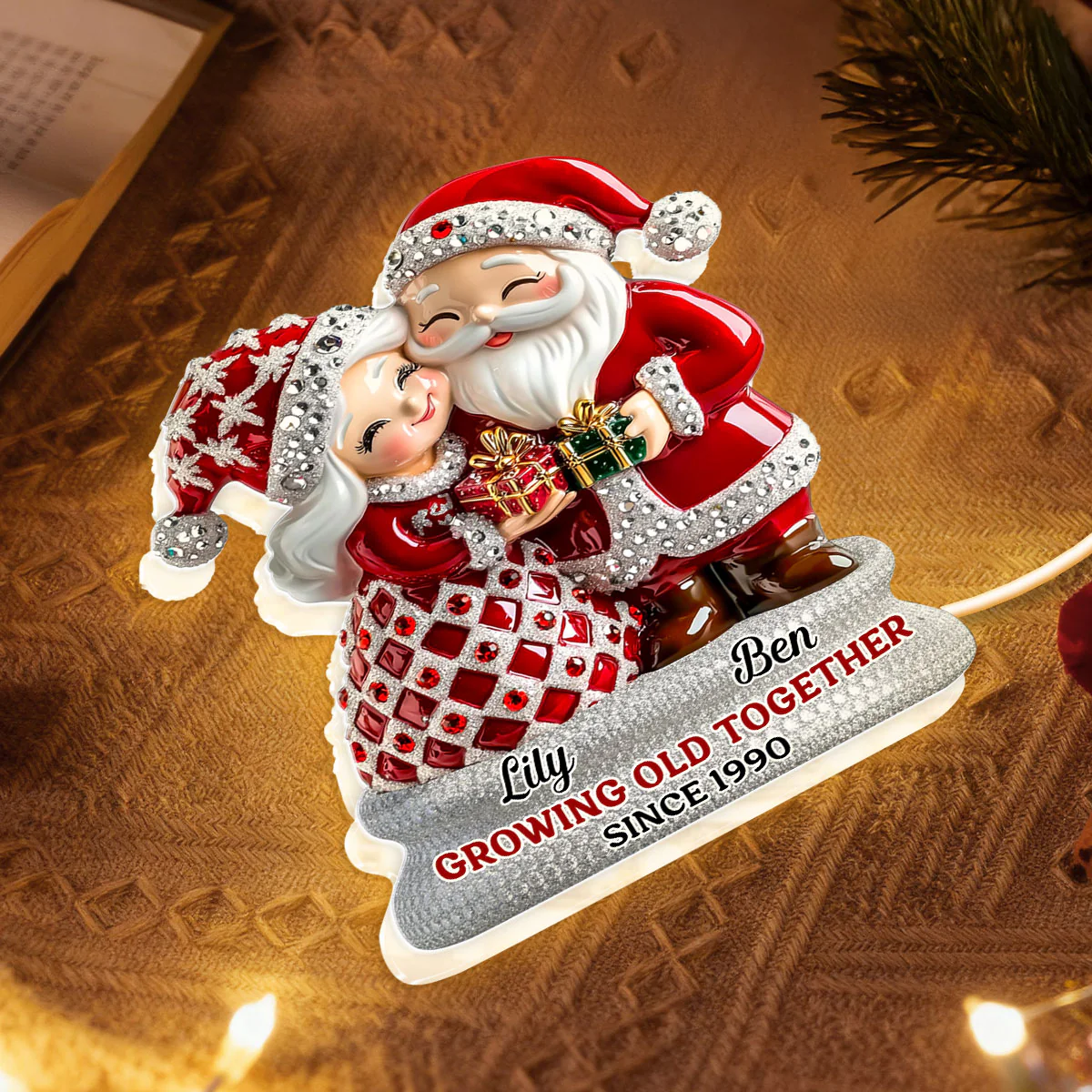 Santa Couple Growing Old Together - Personalized Light Box - Image 3