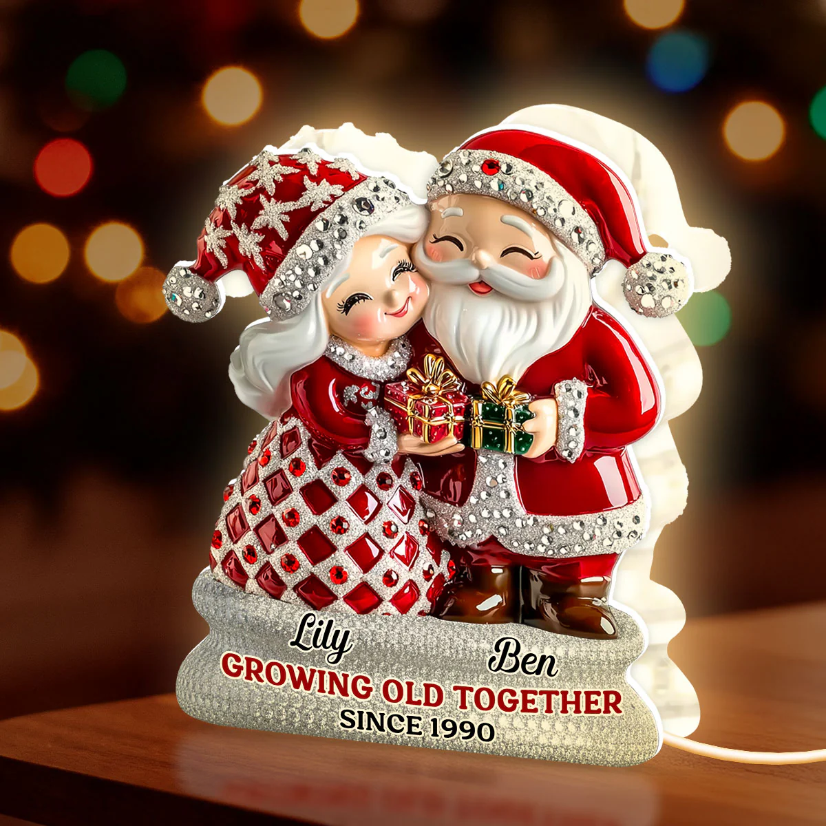 Santa Couple Growing Old Together - Personalized Light Box - Image 4