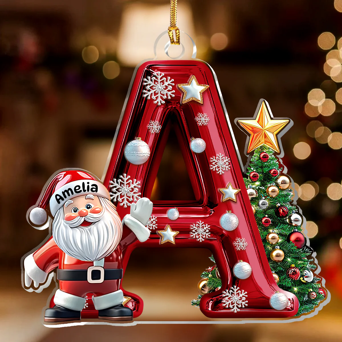 Santa Merry Christmas - Personalized 1-Layer Acrylic Ornament - Image 2