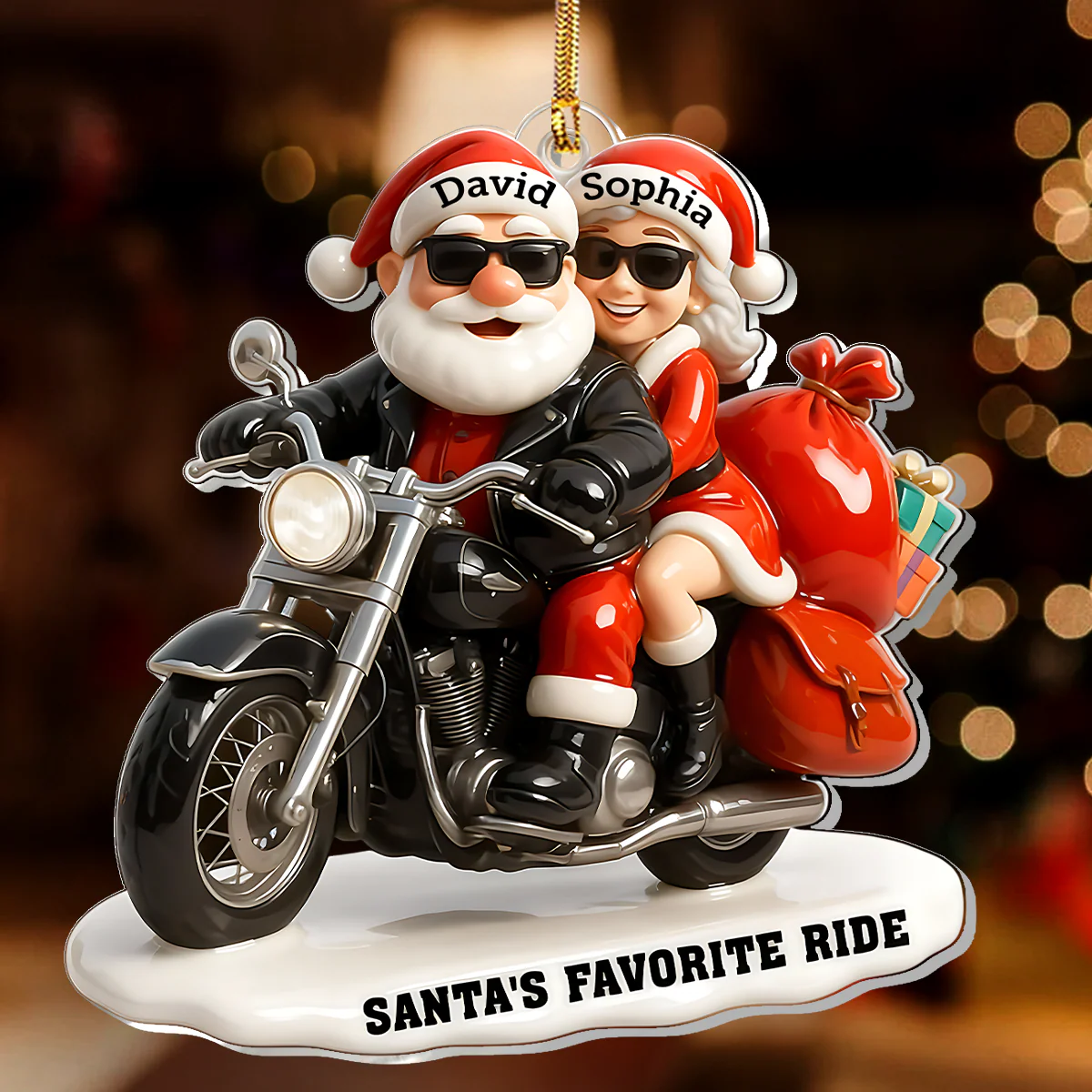 Santa's Favorite Ride - Personalized 1-Layer Acrylic Ornament - Image 2