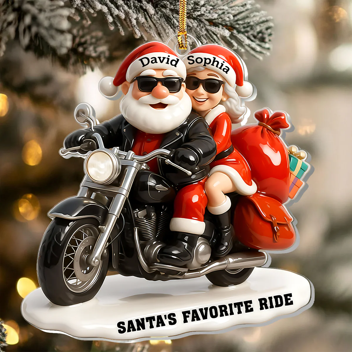 Santa's Favorite Ride - Personalized 1-Layer Acrylic Ornament - Image 4