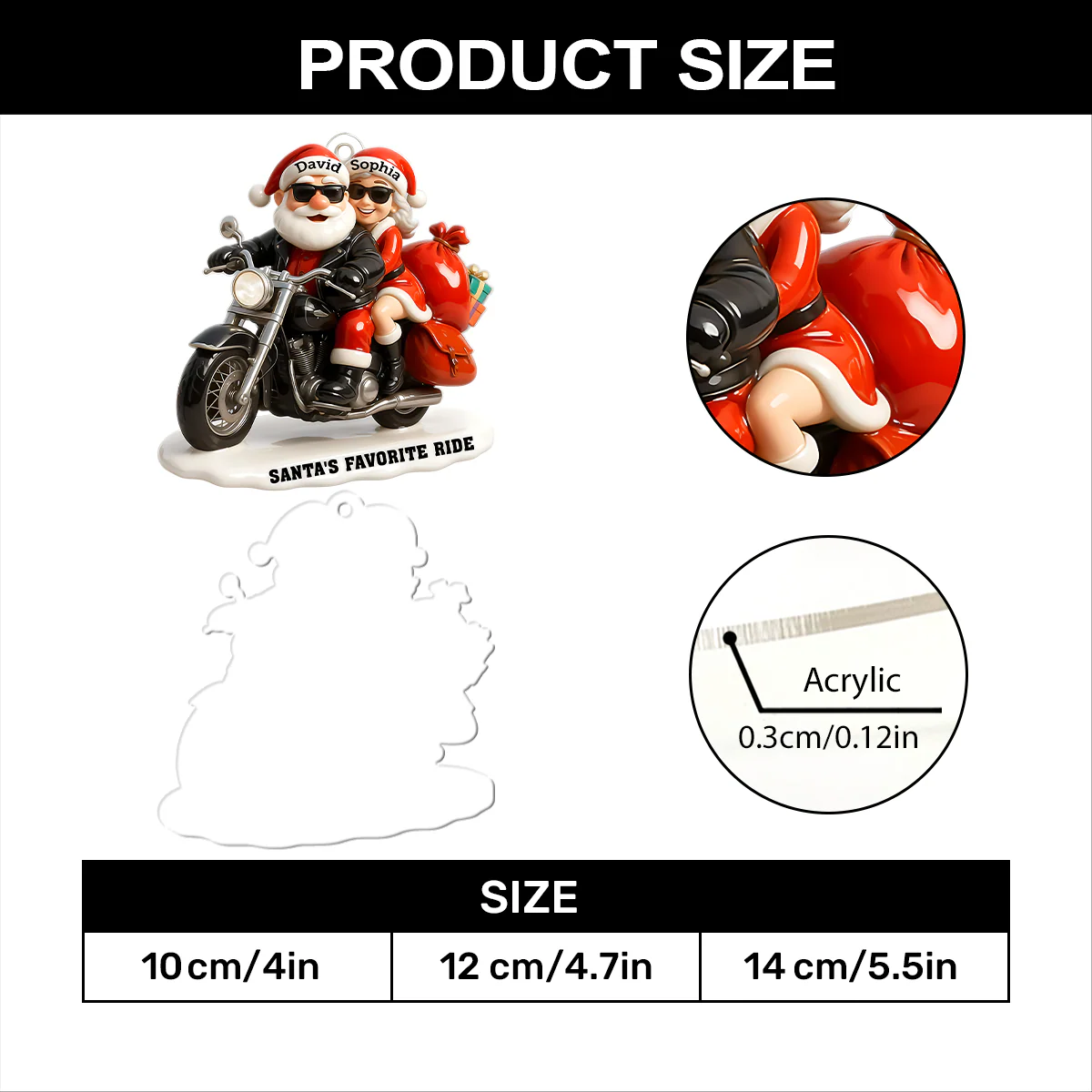 Santa's Favorite Ride - Personalized 1-Layer Acrylic Ornament - Image 7