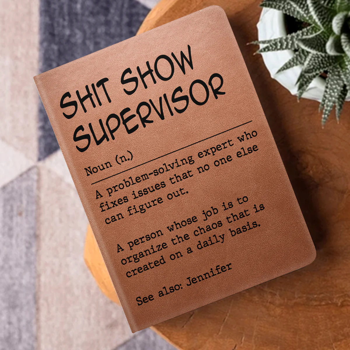 Sarcasm Workplace Dictionary - Personalized Leather Cover Notebook - Image 3
