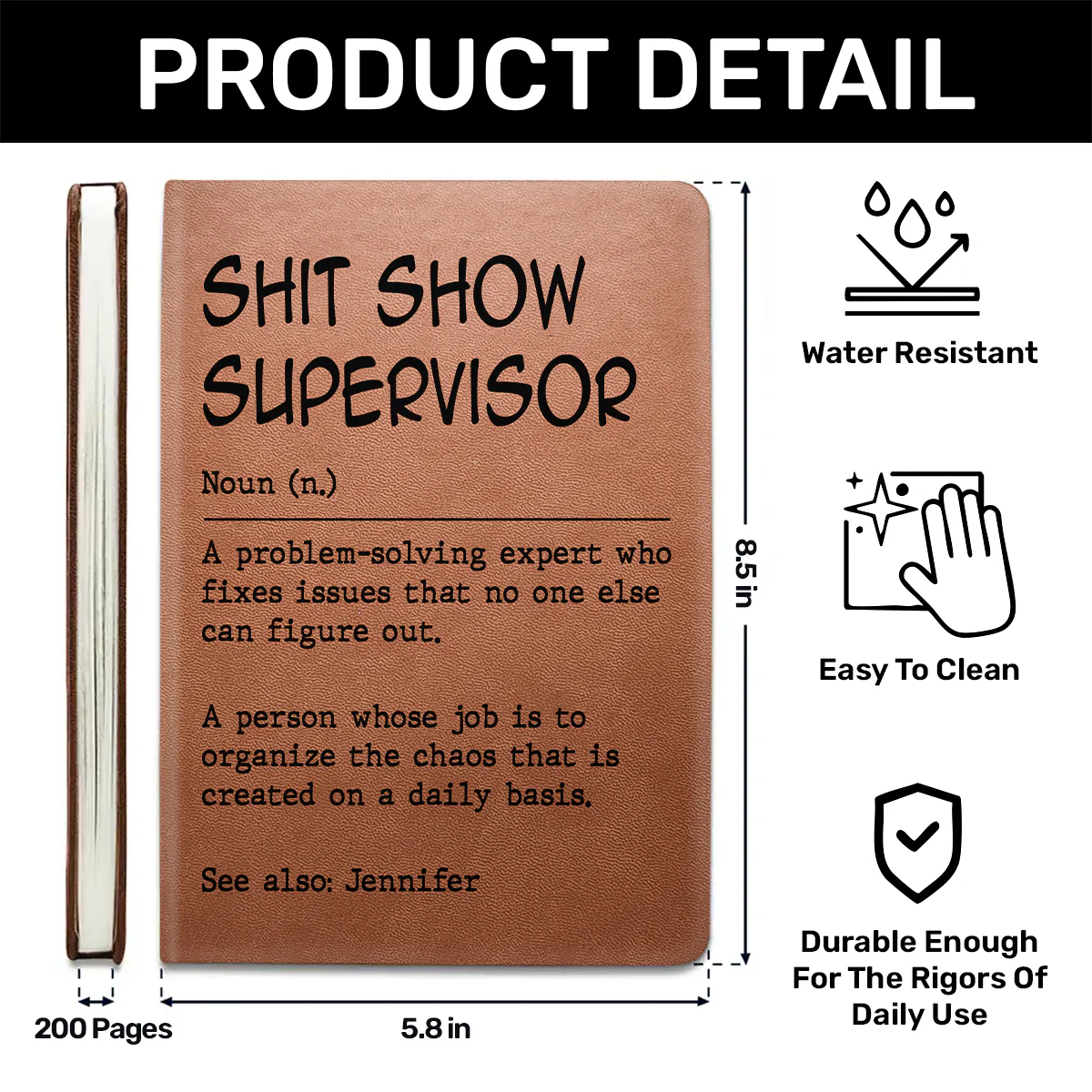 Sarcasm Workplace Dictionary - Personalized Leather Cover Notebook - Image 6
