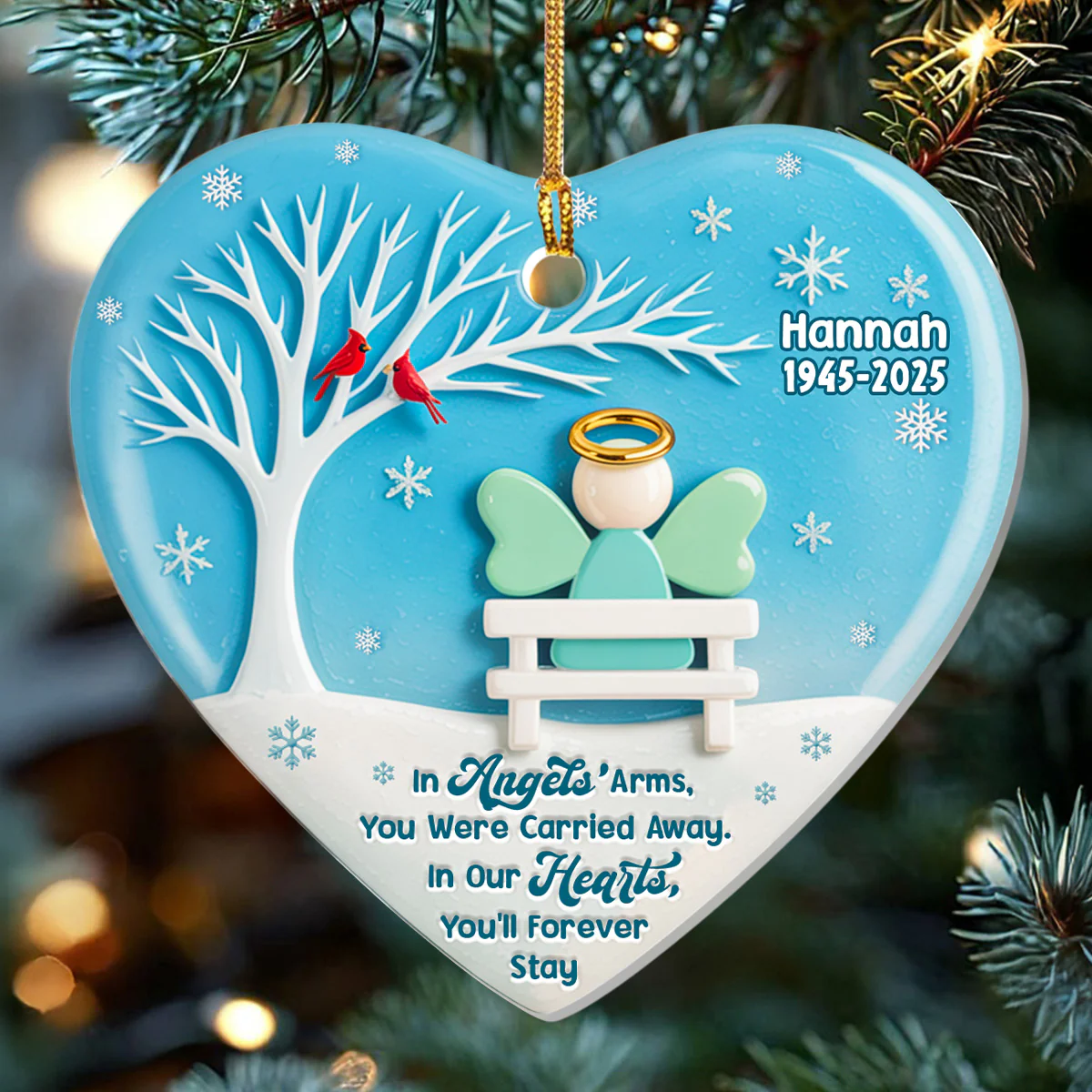 Sea Glass Angel Memorial - Personalized 1-Layer Acrylic Ornament