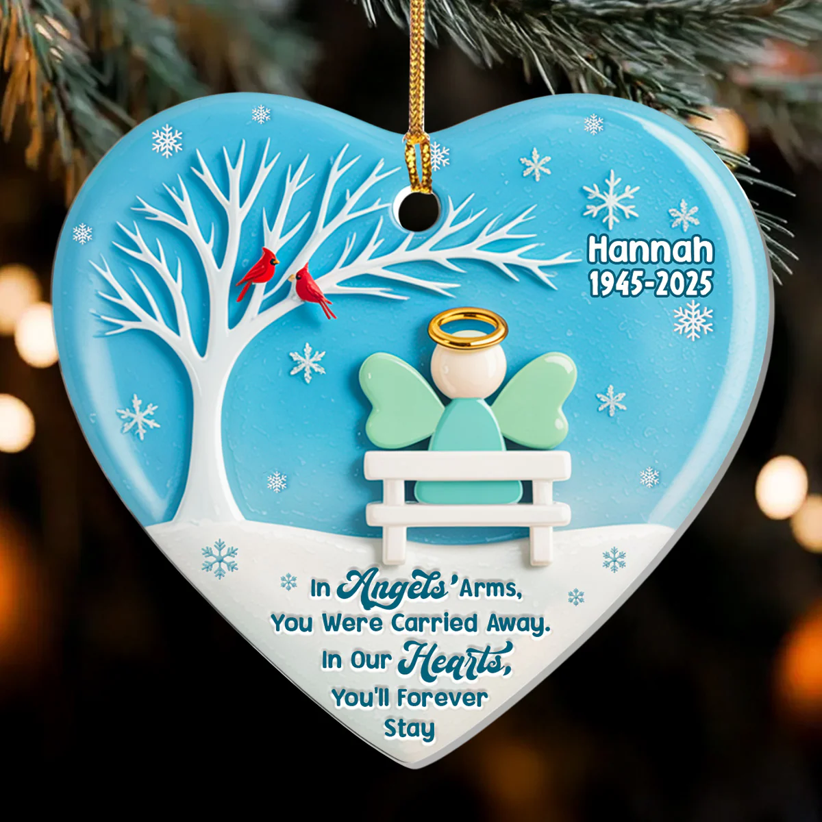 Sea Glass Angel Memorial - Personalized 1-Layer Acrylic Ornament - Image 6