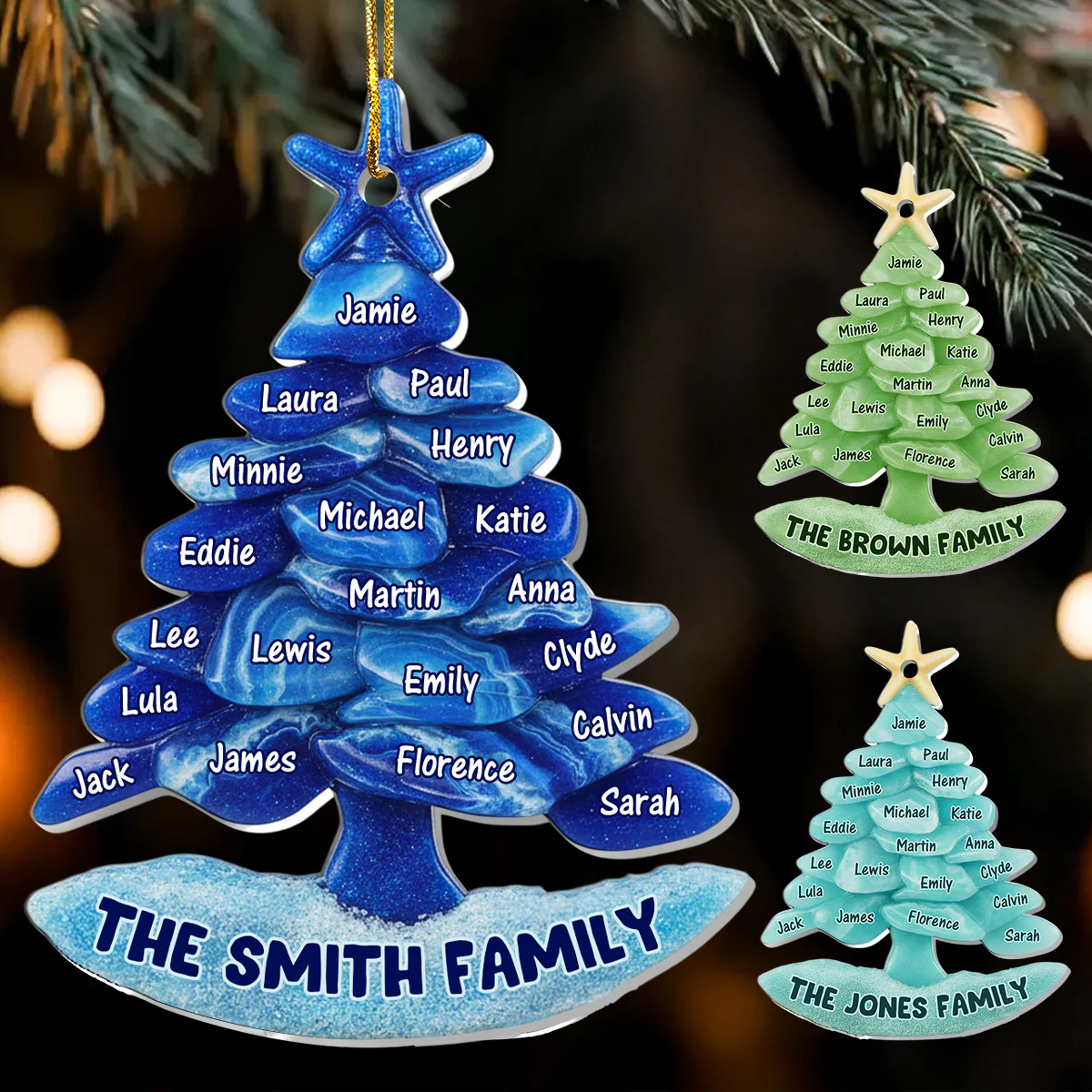Sea Glass Family Tree - Personalized 1-Layer Acrylic Ornament
