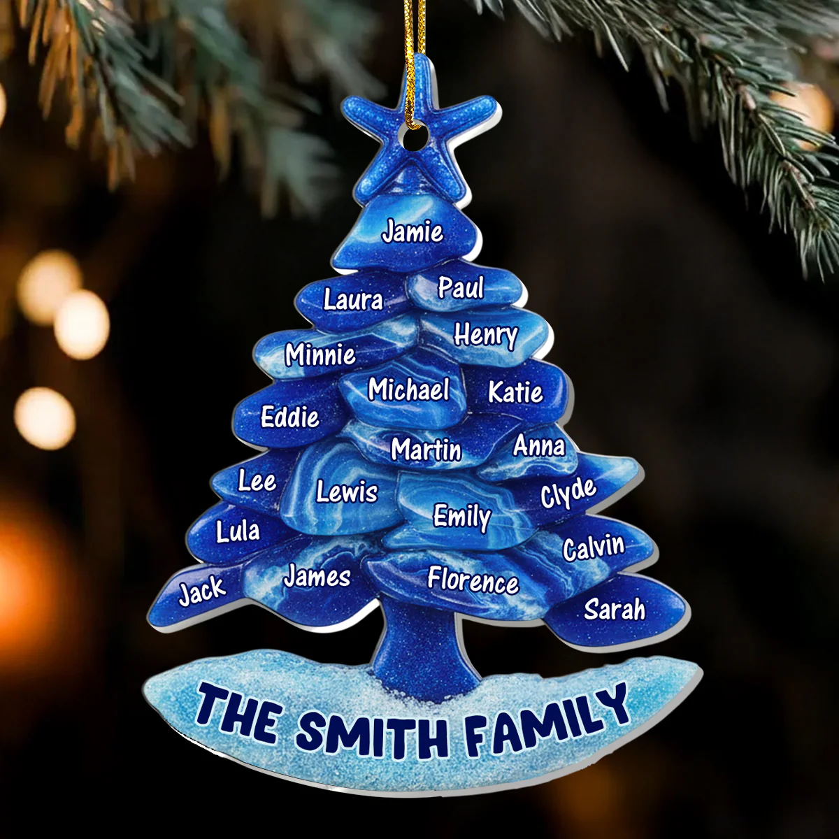 Sea Glass Family Tree - Personalized 1-Layer Acrylic Ornament - Image 2