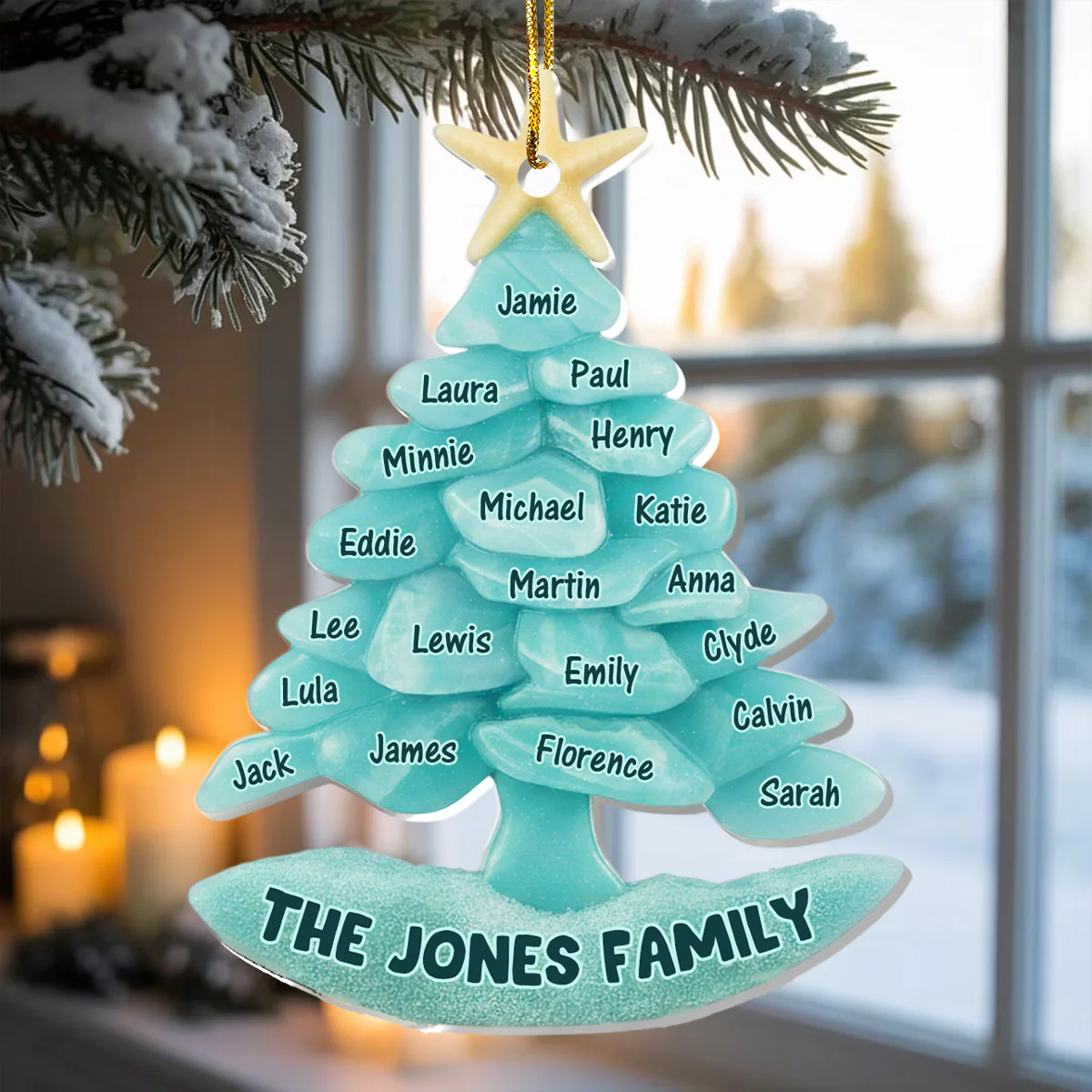 Sea Glass Family Tree - Personalized 1-Layer Acrylic Ornament - Image 3