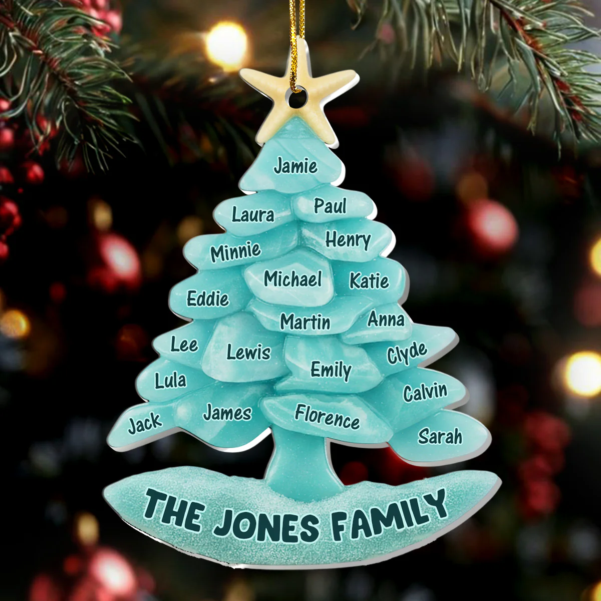 Sea Glass Family Tree - Personalized 1-Layer Acrylic Ornament - Image 6