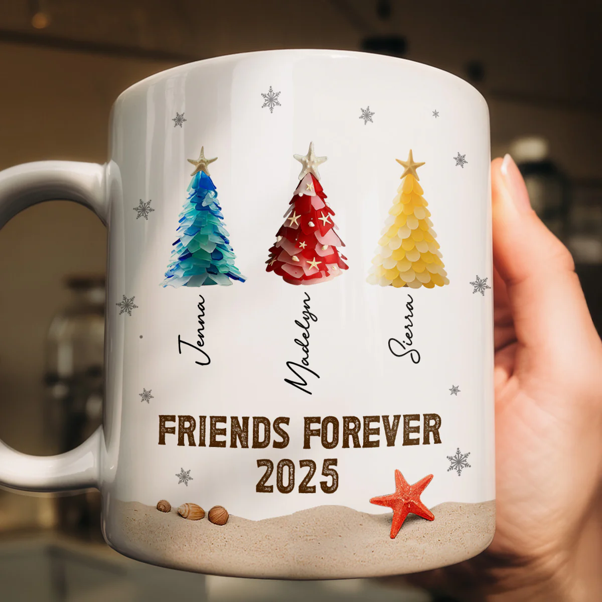 Sea Glass Friendship Trees - Personalized Ceramic Coffee Mug