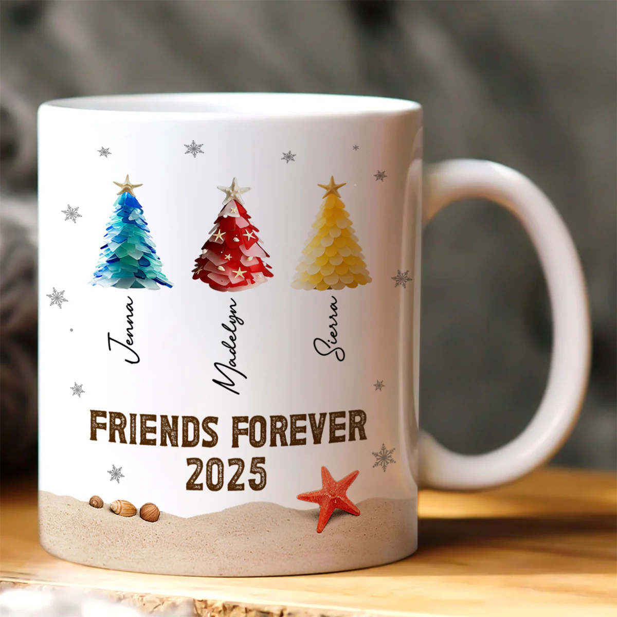 Sea Glass Friendship Trees - Personalized Ceramic Coffee Mug - Image 3