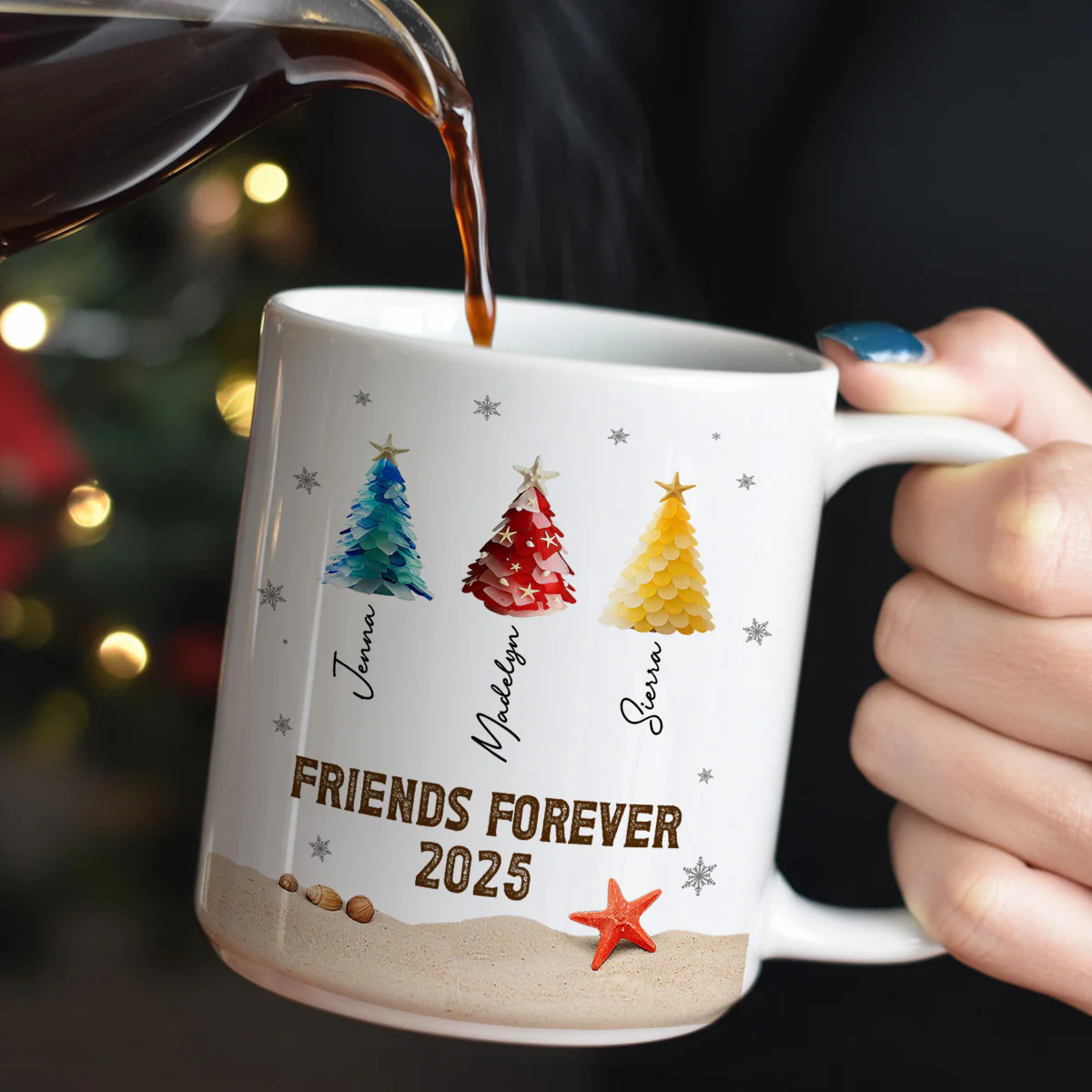 Sea Glass Friendship Trees - Personalized Ceramic Coffee Mug - Image 4