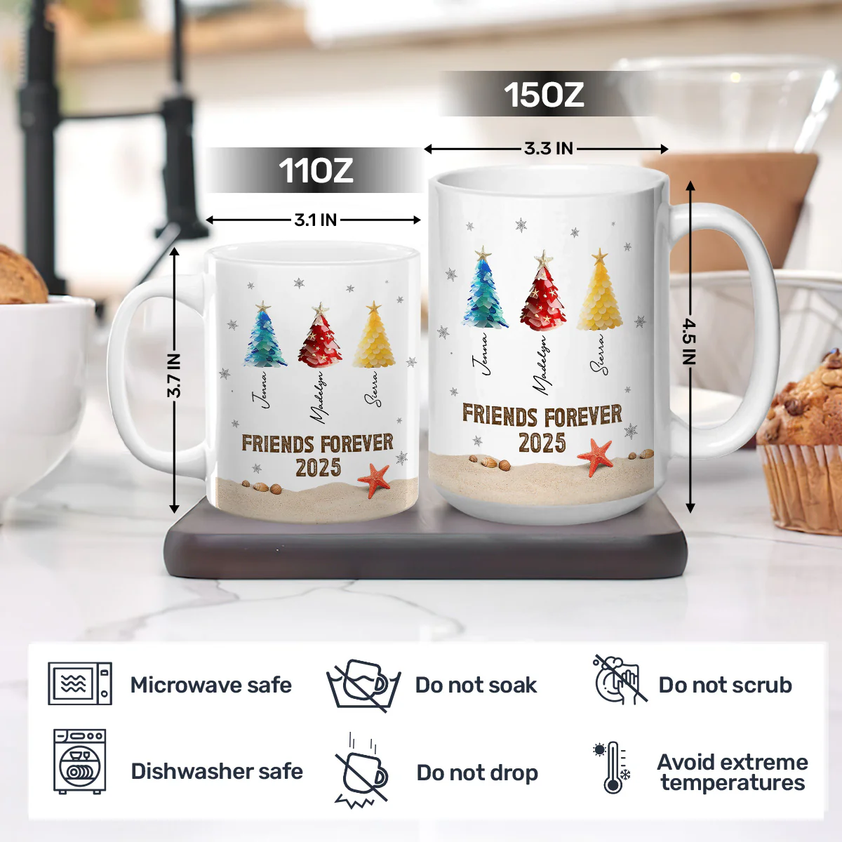 Sea Glass Friendship Trees - Personalized Ceramic Coffee Mug - Image 6