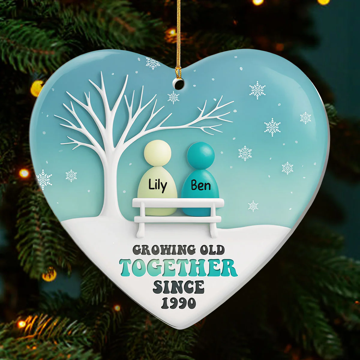 Sea Glass Growing Old Together - Personalized 1-Layer Acrylic Ornament - Image 3
