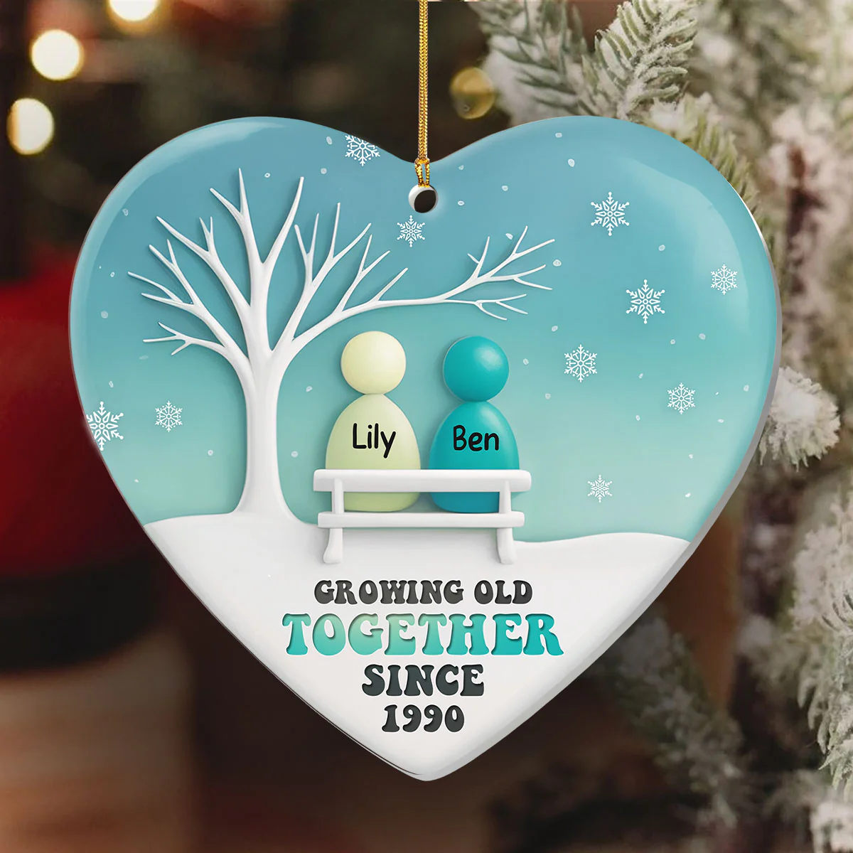 Sea Glass Growing Old Together - Personalized 1-Layer Acrylic Ornament - Image 6