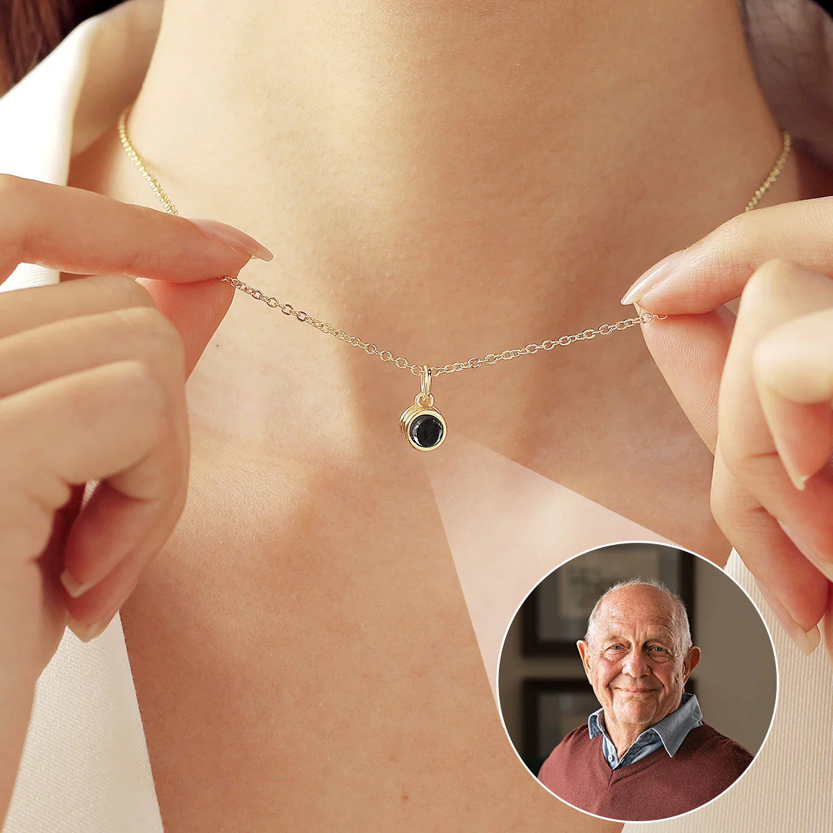 See Me Through Your Light And Know I'm Here - Personalized Photo Projection Necklace - Image 4